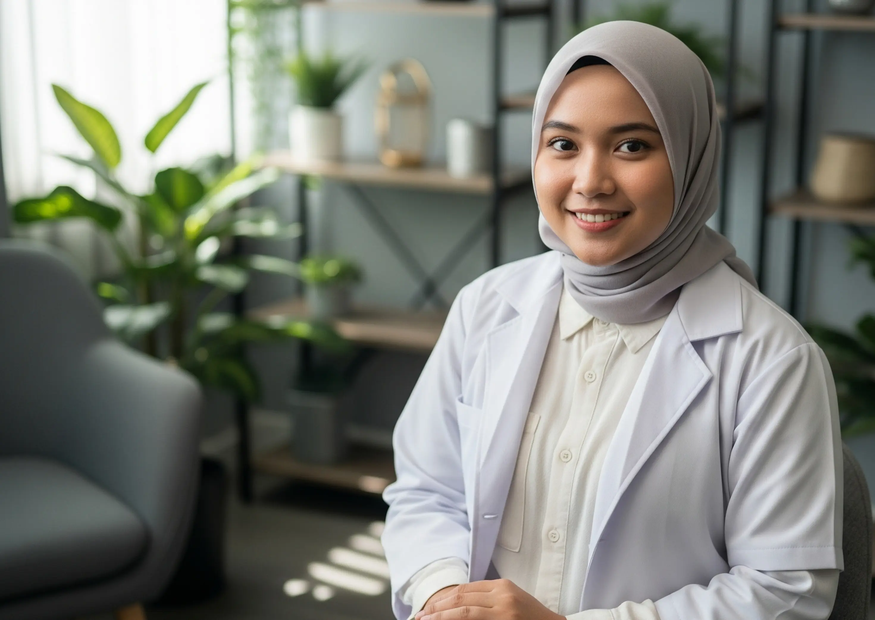 Professional therapist in white coat